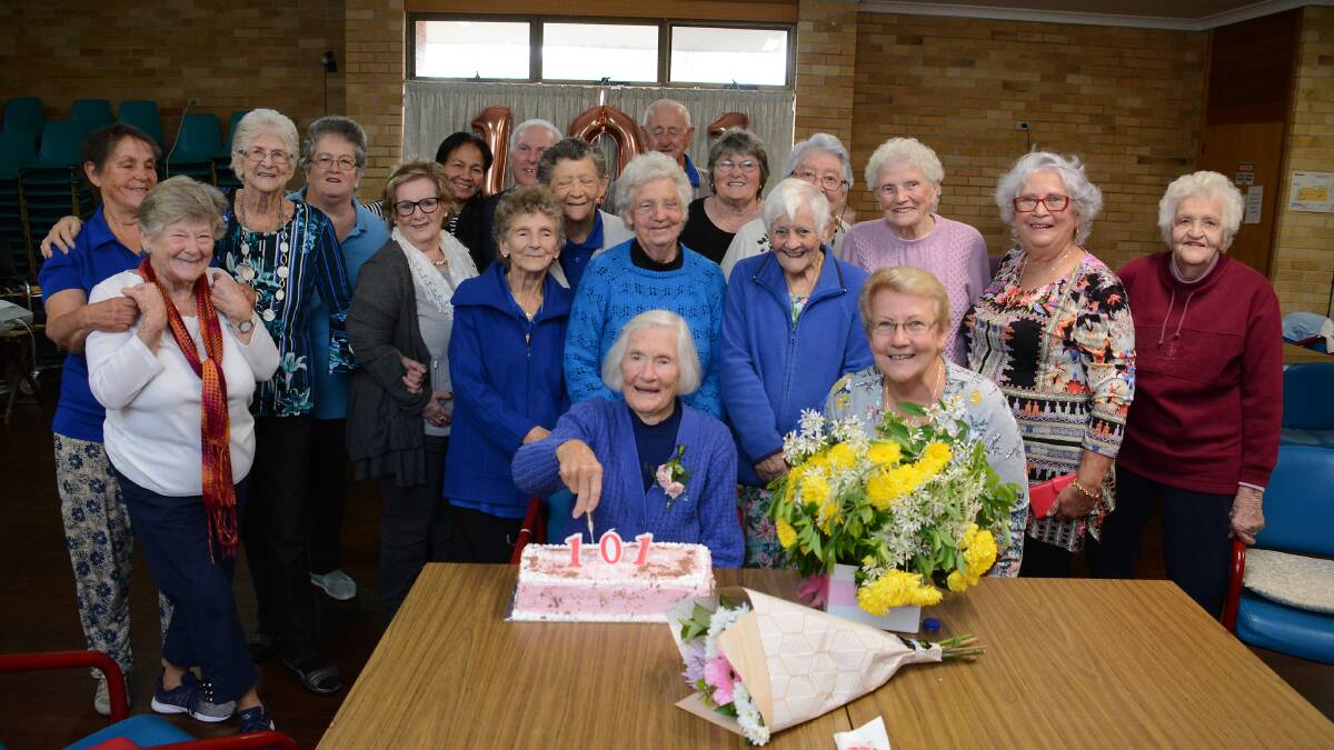 Joyce and friends at the Wingham RSL Day Club celebration of Joyce's birthday. Photo: Scott Calvin