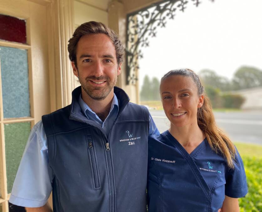 New recruits: Doctors Zac Lynch and Claire Hueppauff ahve been working at Wingham and Valley Vets since June. Photo: Julia Driscoll