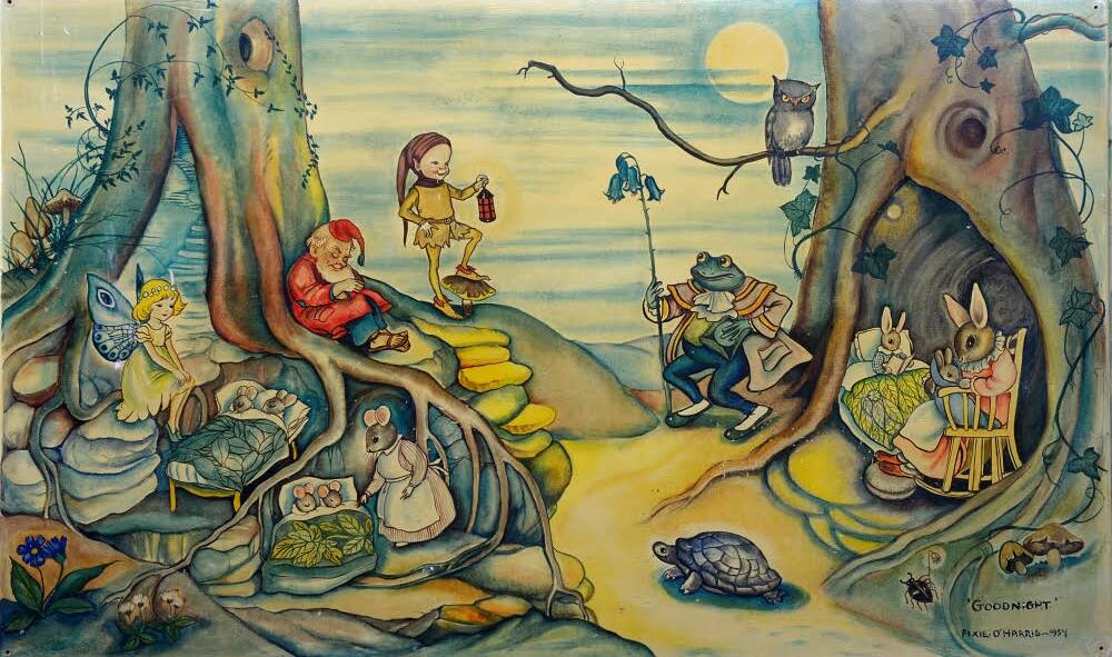 'Goodnight in Nurseryland' by Pixie O'Harris, 1957, was one of the paintings Pixie did for the Manning Base Hospital. Photo courtesy Janine Roberts