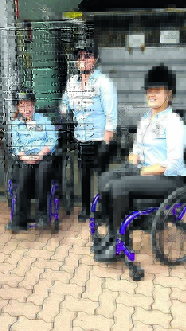 Manning Great Lakes Riding for the Disabled Association (RDA) riders Lillian Rowsell and Mikaela Worth, with Renee Smith from the RDA Tall Timbers Centre. The girls, were three of four RDA riders who put on a display at the at the Mounted Unit in Redfern for Prince Charles and the Duchess of Cornwall.