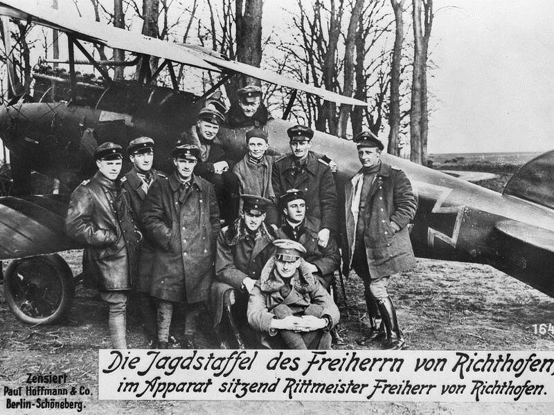 German flying ace the Red Baron (inside aircraft) was shot down over Australian lines in 1918.