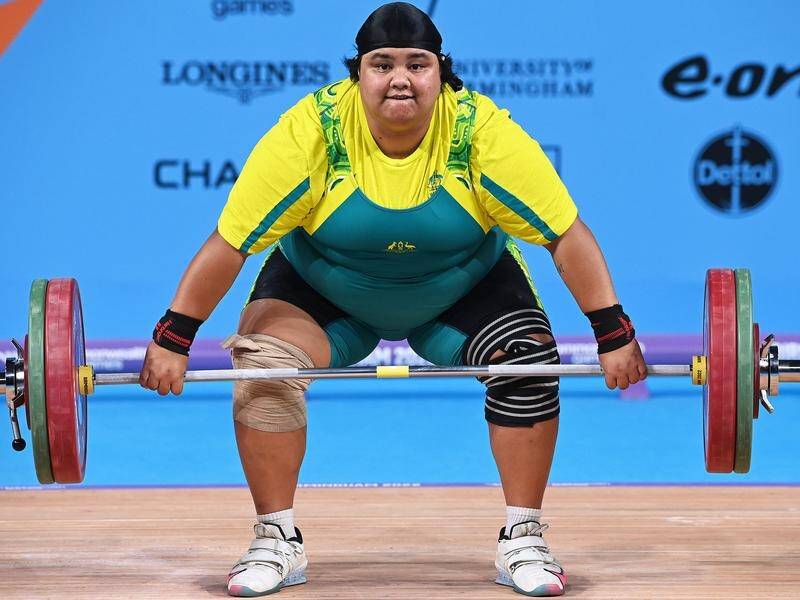 Charisma Amoe-Tarrant reckons she won her weightlifting medal for Australia and Nauru. (Andrew Cornaga/AAP PHOTOS)