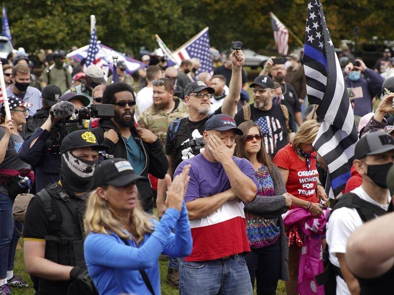 A right-wing protest by the Proud Boys group in Oregon attracted fewer people than expected.