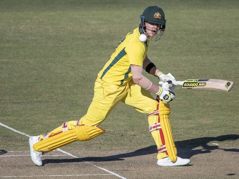 Back in national colours, Steve Smith in action during World Cup practice match against New Zealand.