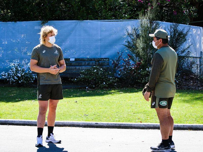 The Wallabies are in quarantine in New Zealand, including forward Ned Hanigan and coach Dave Rennie.
