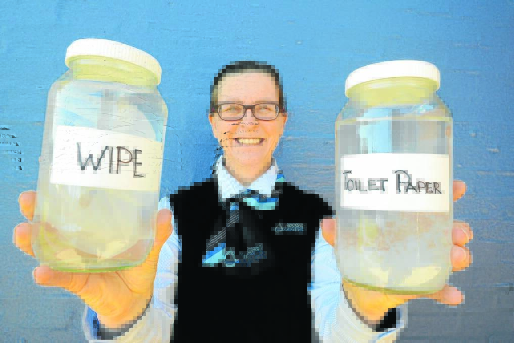 Environmental scientist with MidCoast Water, Linda Brook Frankilin, will be presenting at the Department of Primary Industries Water's trade waste update in Sydney next week on the escalating problem of so-called 'flushable' wipes. 