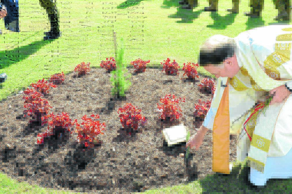 Pictured: Reverend Canon Keith Dean-Jones, with the lone pine at St John s Anglican Church.