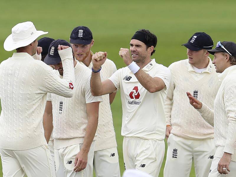 England's James Anderson was among the wickets as the West Indies fell to 3-59 at tea.