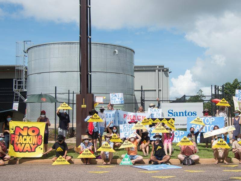 Protesters say Santos is trying to develop 'the dirtiest gas field in Australia' in the NT.
