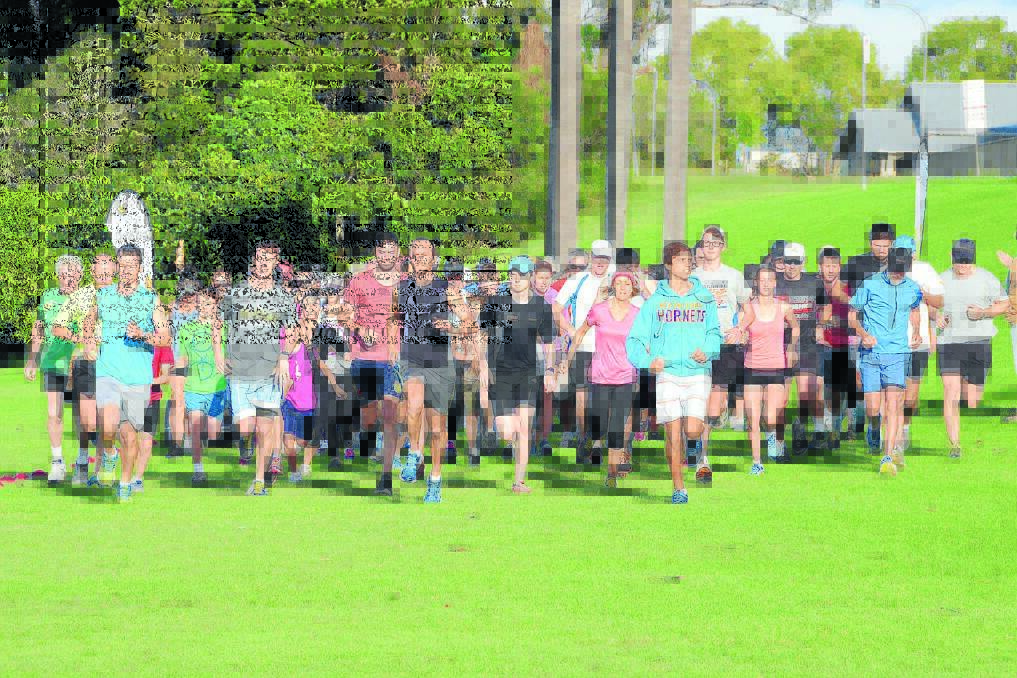 The field heads off at the start of the third Taree parkrun.