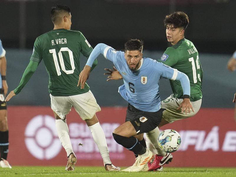 Rodrigo Bentancur was back in action for Uruguay, giving a boost for beleaguered Spurs. (AP PHOTO)