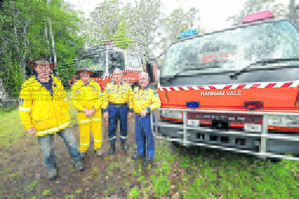 Firefighters Russell Townsend, Garry Battishall, Bert Bennett and John Dorrington at Hannam Vale at the weekend. The brigade s 50th anniversary was one of several milestones celebrated by the Hannam Vale community last Saturday.