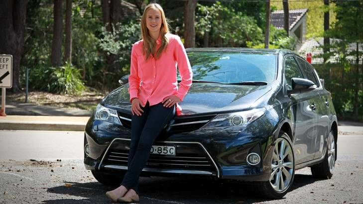 Sports car: Australian football and cricket player Ellyse Perry with her Toyota at West Pymble.