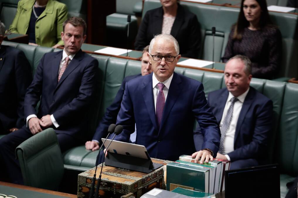 Prime Minister Malcolm Turnbull delivers his statement. Picture: Alex Ellinghausen