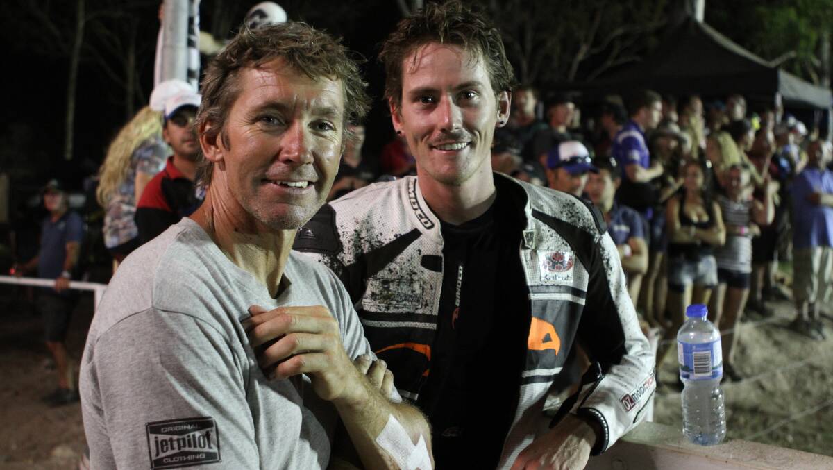 Troy Bayliss with Alex Cudlin at the Troy Bayliss Classic held at the Old Bar Roadside circuit in January.
