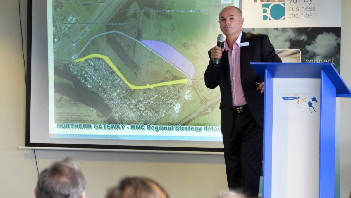 Economic development manager, Steve Attkins said the Northern Gateway Project has national significance, not just regional. He is pictured addressing a Manning Valley Business Chamber forum in March on the Northern Gateway Project.