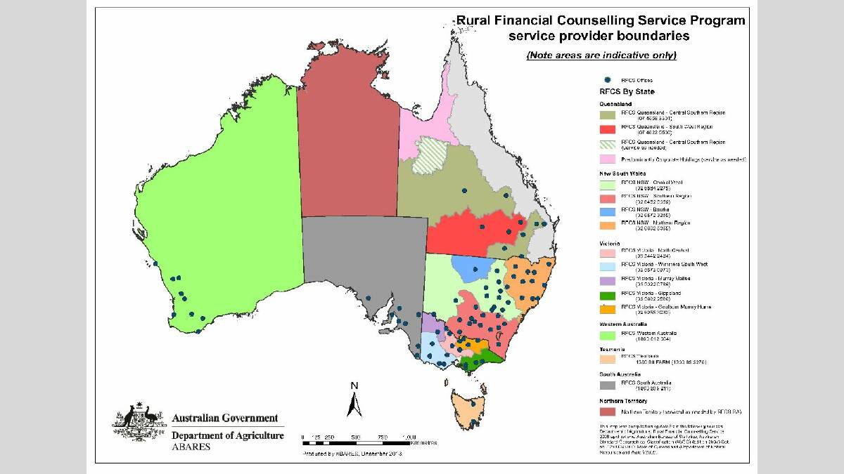 Rural Financial Counselling Services locations. Picture: http://www.daff.gov.au/agriculture-food/drought/rfcs
