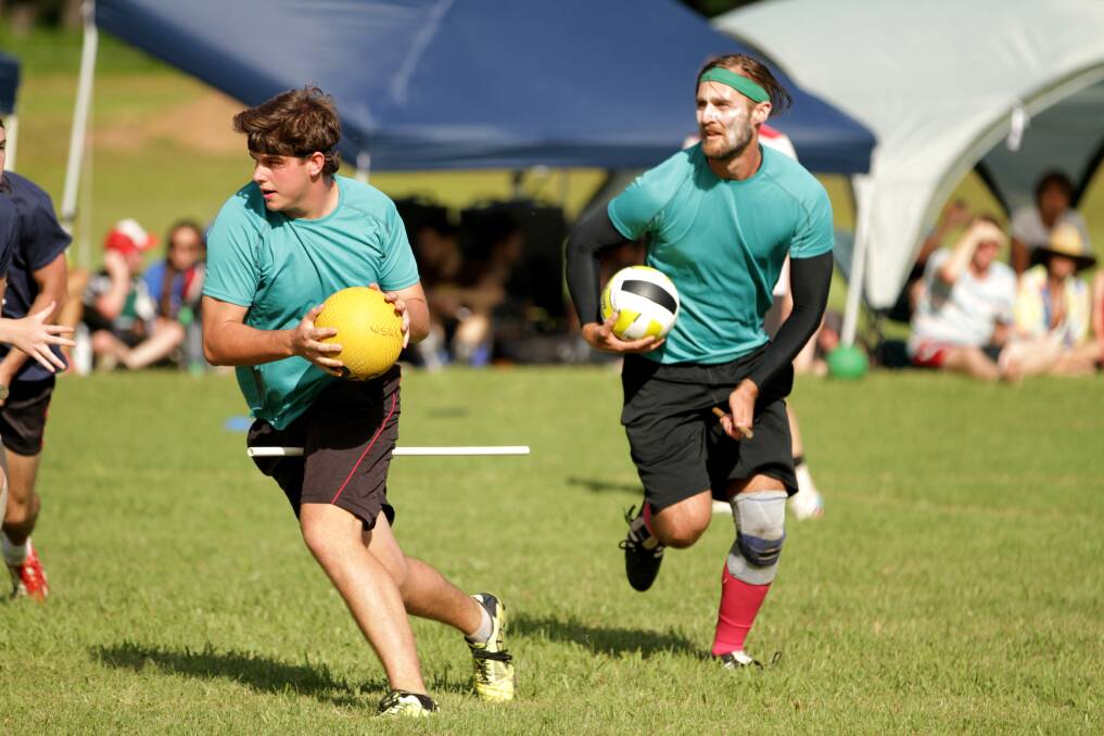 IN ACTION: James Mortensen, right, during a state match of quidditch earlier this year. Photo courtesy of Quidditch Australia.