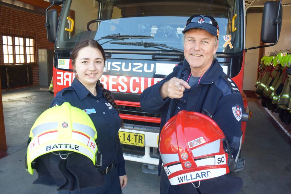 Come and join: Firefighter Tayla Battle and Taree Fire Station Commander Peter Willard encouraged any budding firefighters to apply. Photo: Rob Douglas. 