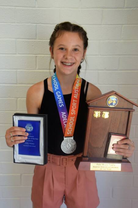 Accolade: Abby was awarded the Peter Moore Trophy for the Hunter Sportsgirl of the Year after representing the region in five sports. Photo: Rob Douglas.