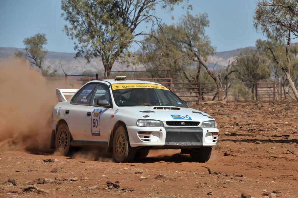 Dust flying: Peter Neal and Craig Whyburn took out the modern division on the Outback Trial in August. Photo: supplied.