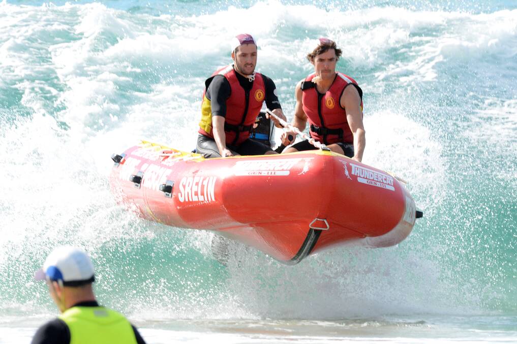 The Surf Life Saving NSW Inflatable Rescue Boat State Championships was held at Forster before large swells lashed the coast. Photo: Scott Calvin.