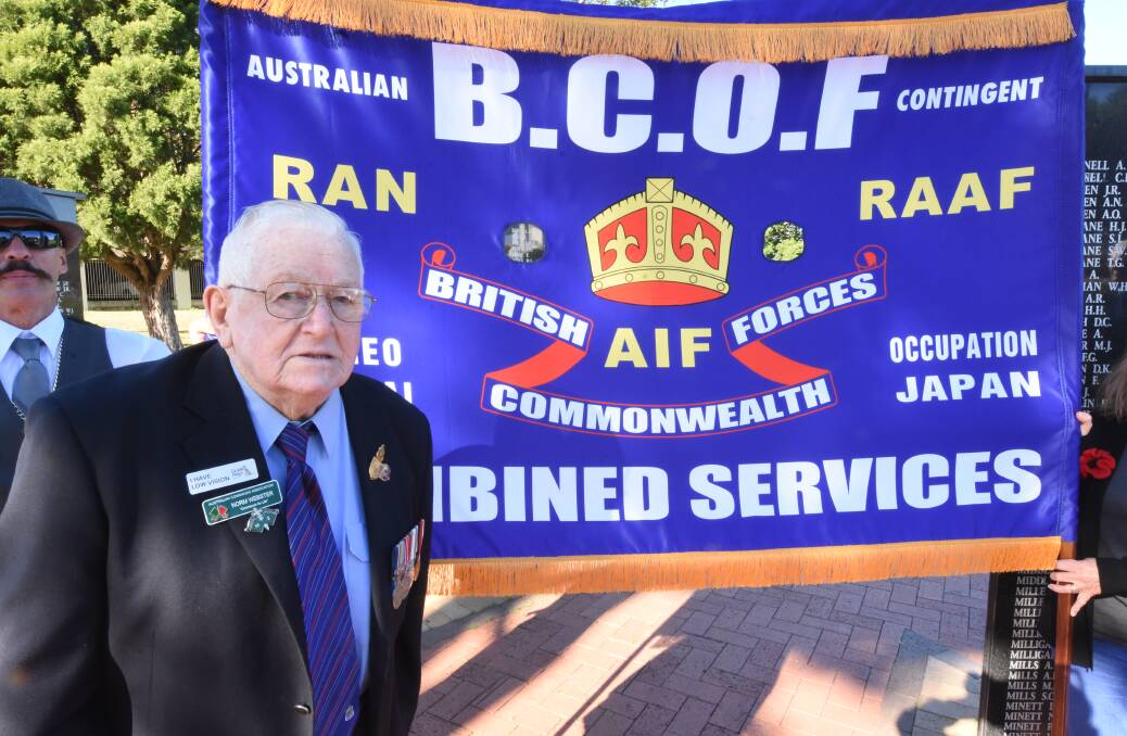 Service to country: Returned BCOF member Norm Webster was recognised at ceremony in Fotheringham Park. Photo: Scott Calvin.