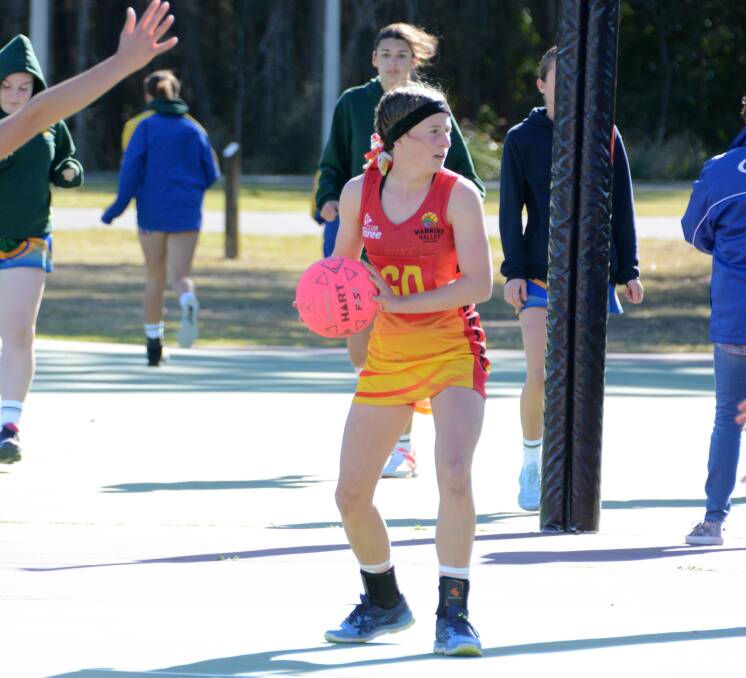 Caitlin Rodgers, in action for Manning Valley at the regional round in August, will take part in the Hunter Academy of Sport's Netball Talent program. Photo: Scott Calvin.