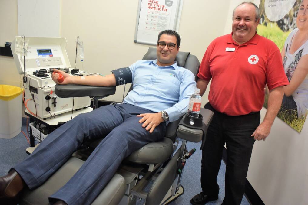 MidCoast Council general manager Adrian Panuccio and Blood Service spokesperson Stuart Ward want your support for the Council Blood Challenge.