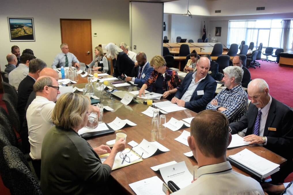 In full swing: The steering committee for the Taree Universities Campus project met for the first time at MidCoast Council's Taree chambers. Photo: Rob Douglas.
