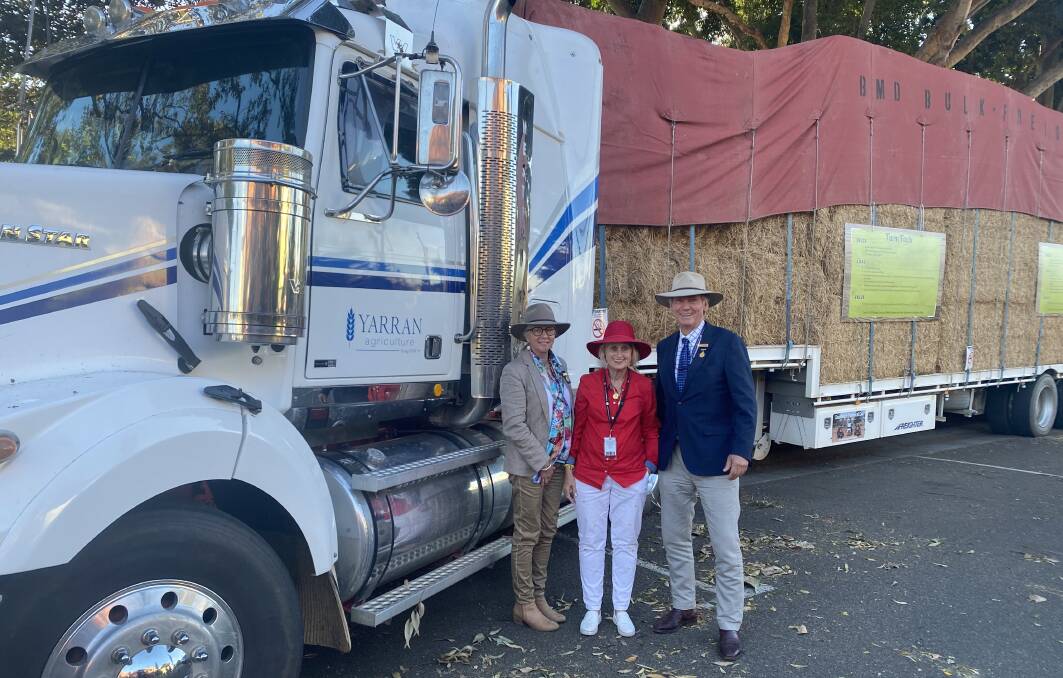 David Davidson and his wife Belinda Young donated the hay. It was won and donated back by Carmel Dyer. Photo: supplied.