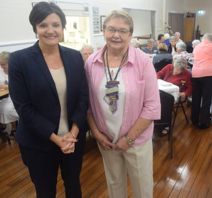 Celebrating International Women's Day: Shadow Transport minister Jodi McKay and Gloucester VIEW club president Joan Harwood at the event. Photo: Rob Douglas.