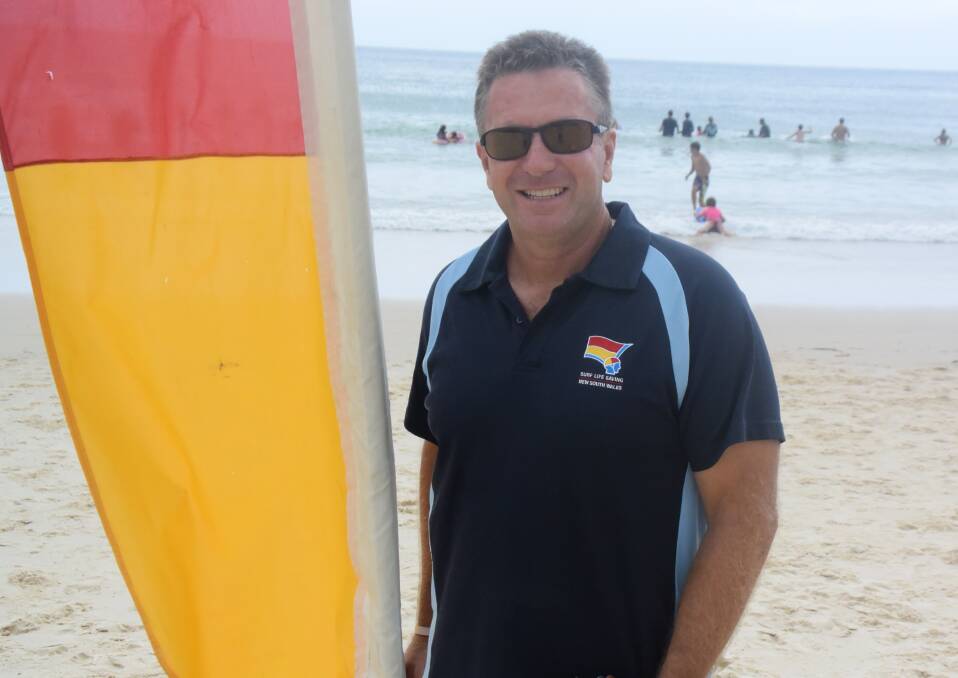 Safety awareness: Lower North Coast Surf Live Saving president Brian Wilcox at Forster Main Beach. Photo: Rob Douglas.