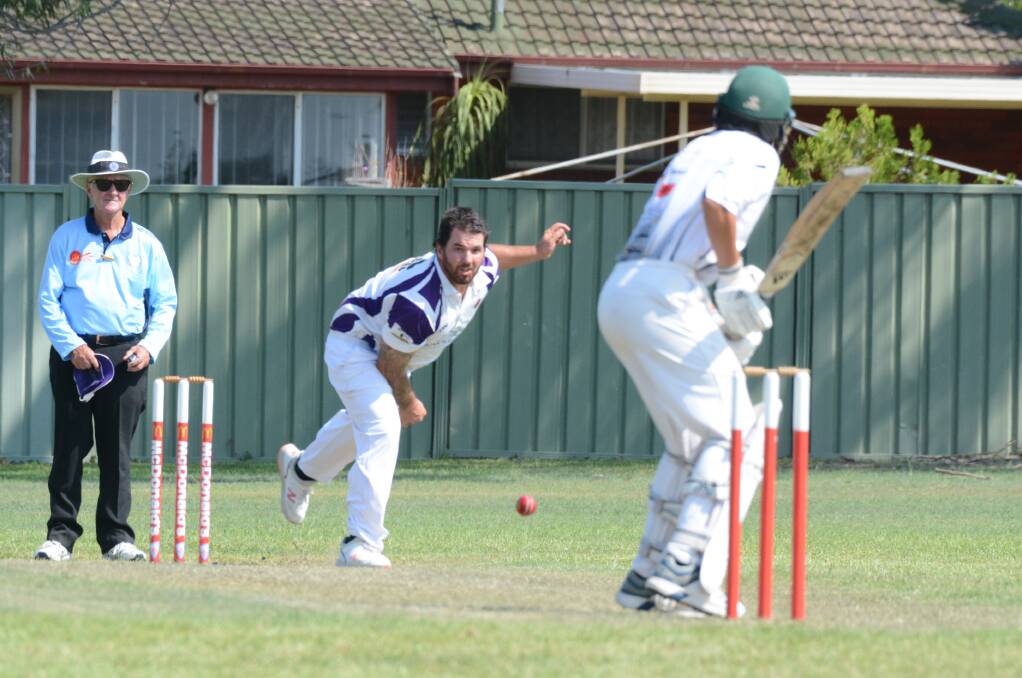 Justin Boyd pictured bowling for United against Rovers two weeks ago. All Premier League cricket matches are cancelled this weekend.