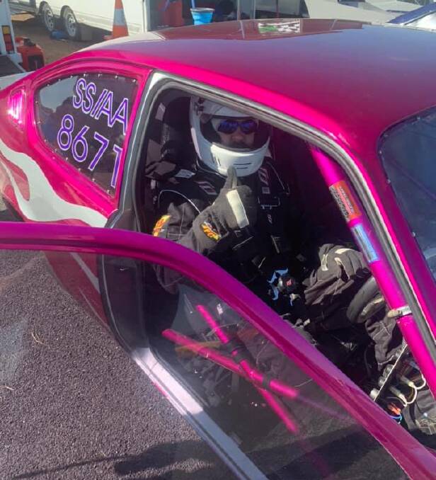 Thumbs up: Wingham's Nathan Cooper blitzed the field at the recent Tamworth Drag Racing Association 1/8 mile event to win the group A section. Photo: supplied.