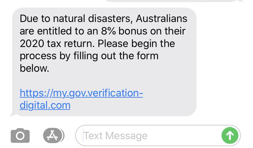 A screenshot of the text message.