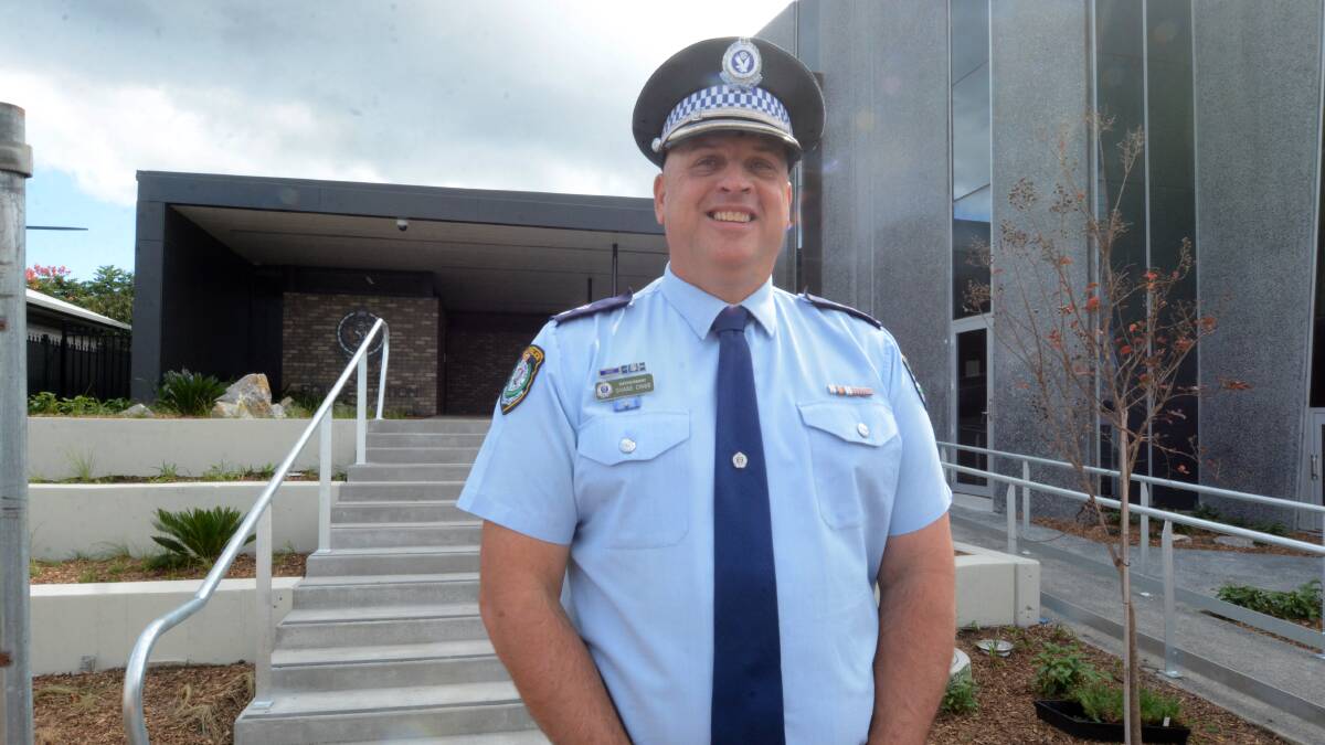 New home: Manning Great Lakes Police District Commander Superintendent Shane Cribb outside the new Taree Police Station on Albert Street. Photo: Scott Calvin.