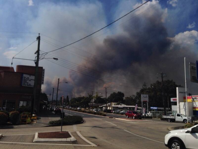 Smoke stretched across Tuncurry on September 13 as a result of the bushfire. Photo: Scott Calvin.