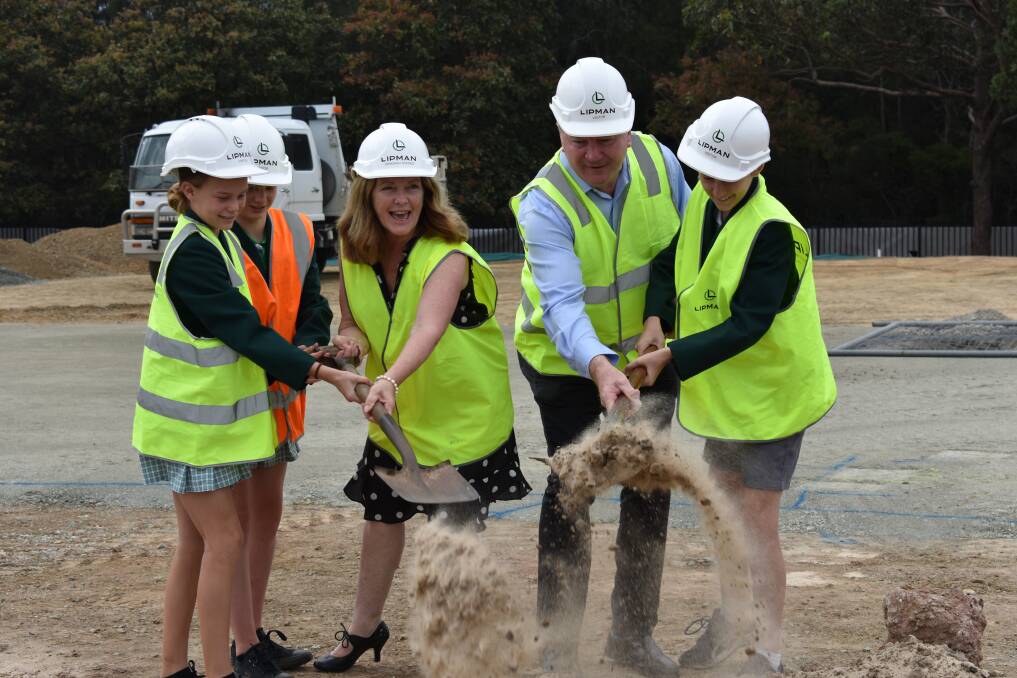 Underway: Member for Myall Lakes Stephen Bromhead joined with Old Bar Public School representatives at the start of construction of a new two-storey building.