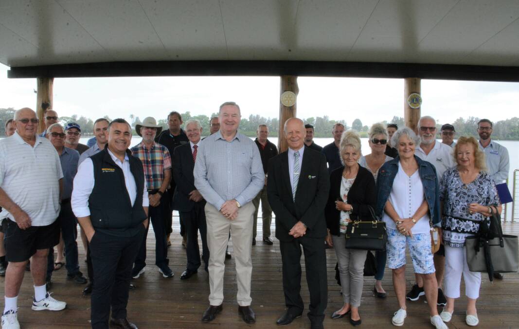 NSW deputy premier John Barilaro, Myall Lakes MP Stephen Bromhead, MidCoast Council mayor David West and community members.
