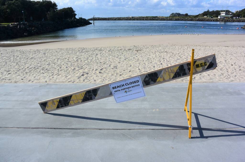 Access to the Tuncurry Rockpool remained closed off to the public on Friday morning.