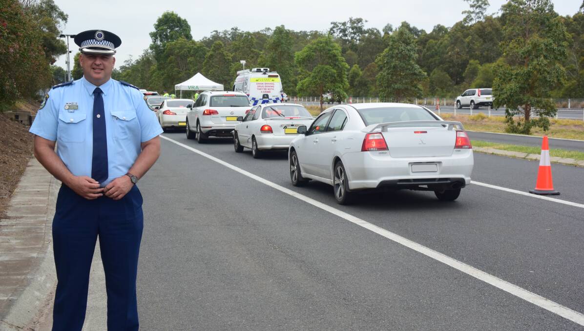 Manning Great Lakes Police District Commander Superintendent Shane Cribb during the operation on the Pacific Highway, south of Taree. 