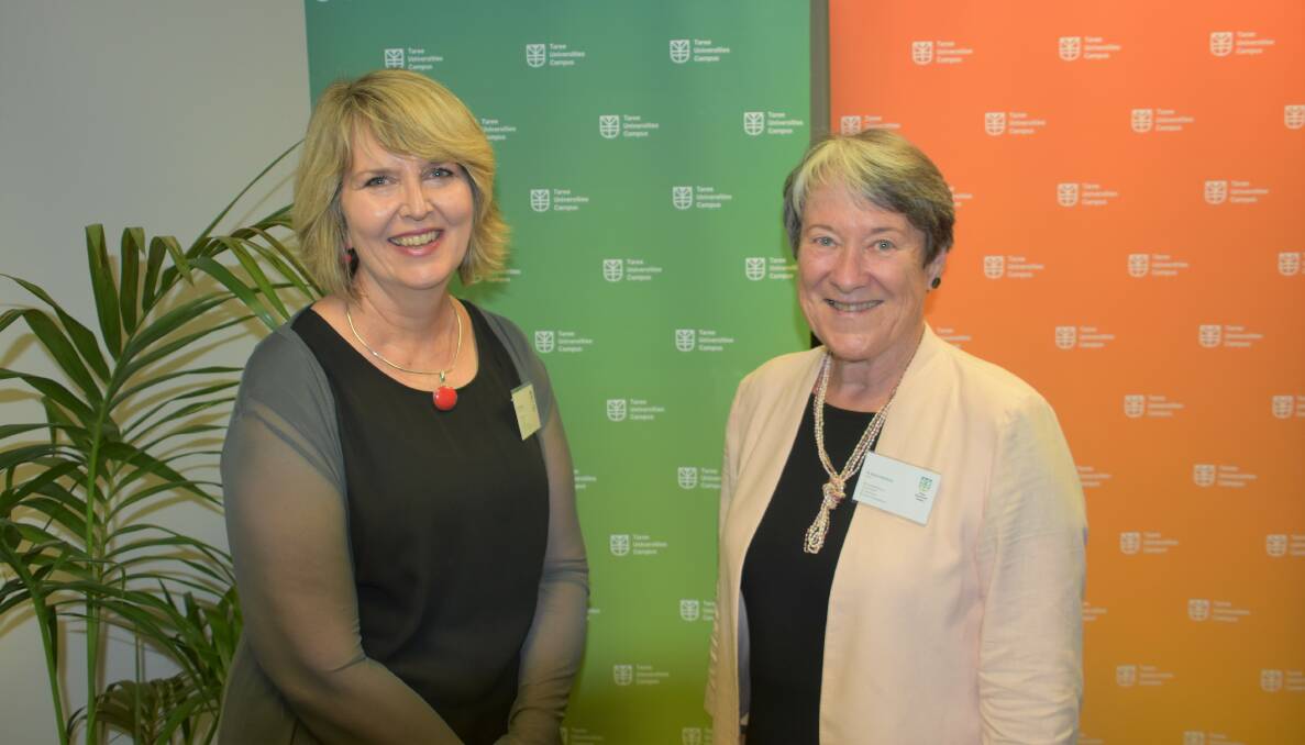 Milestone: Taree Universities Campus chief executive Donna Ballard and chair Dr Alison McIntosh at the opening on Thursday. The campus will be ready to go for term one in 2021. Photo: Rob Douglas.