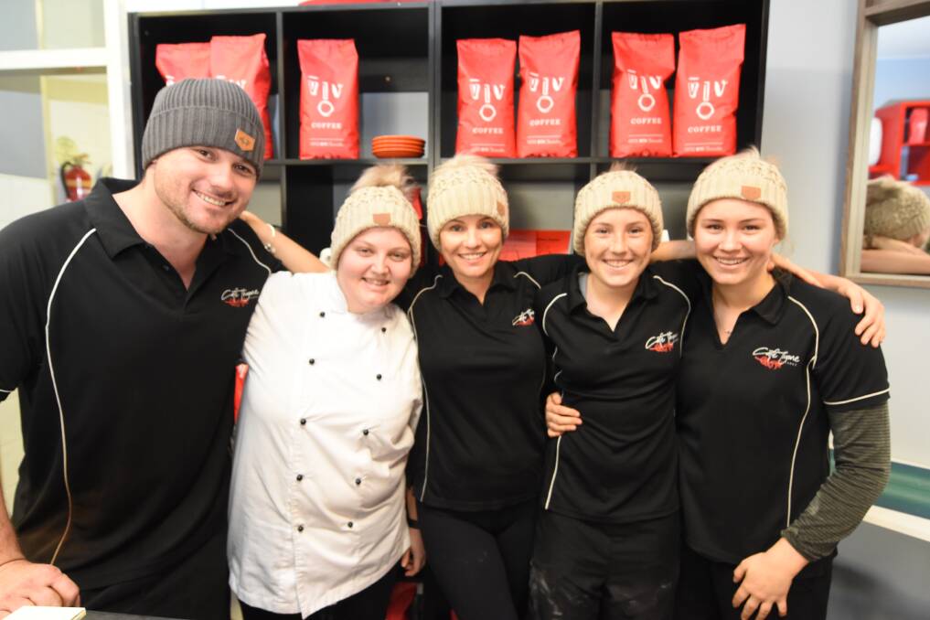 Support for foundation: Cafe Thyme’s Luke Marcikic, Zoi Griffiths, Nerida Ramsay, Paris Ramsay and Brooke Ramsay ahead of the fundraiser. Photo: Scott Calvin. 