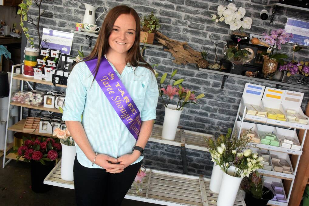 Florist Gabby Wyse has entered the 2019 Taree Showgirl competition. Photo: Rob Douglas.