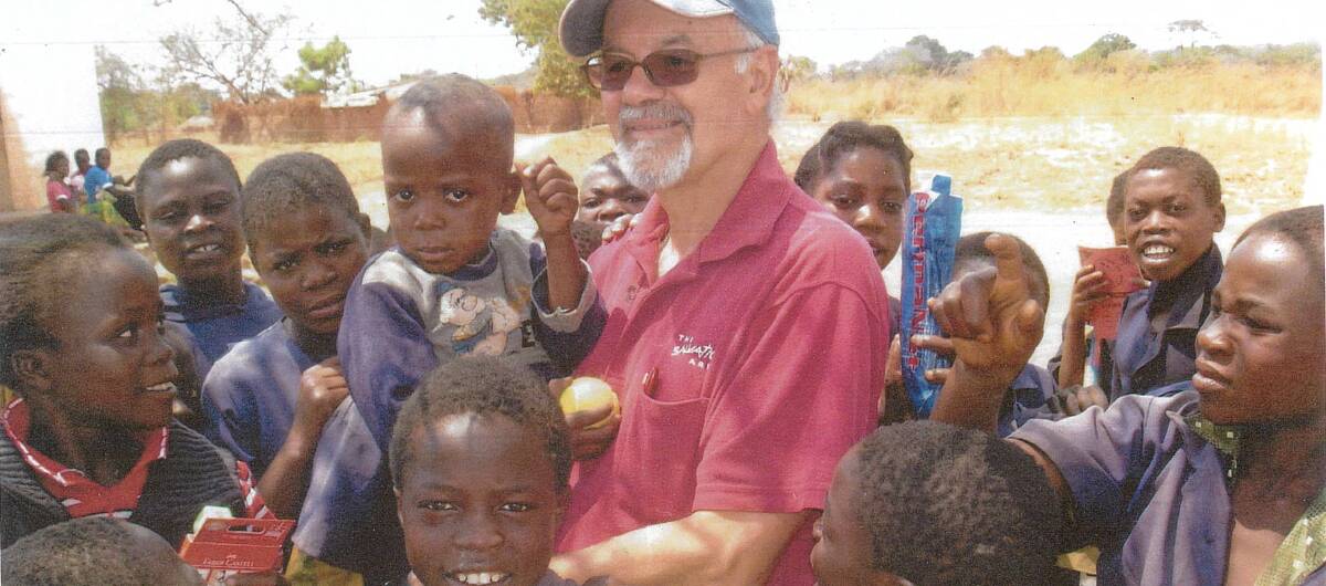Peter Trick in Zambia, with some of the students.