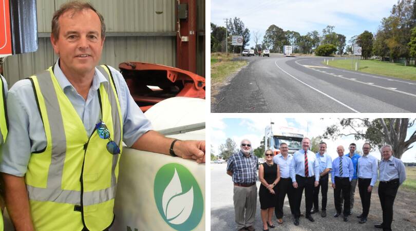 All the elements: Managing director of Jim Pearson Transport Jim Pearson, the site of the Northern Gateway Transport Hub and representatives of government and the Manning business community.