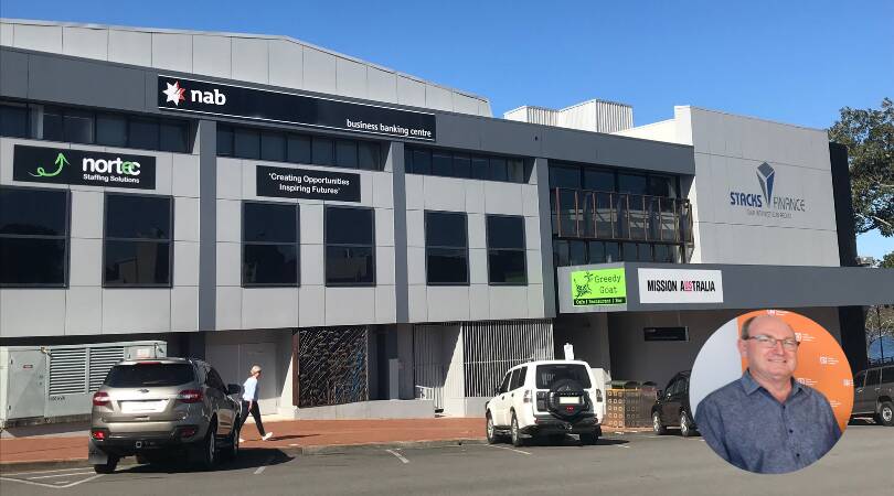 The Taree Universities Campus will be situated in the Stack Finance building on Pulteney Street. Treasurer Graham Brown (inset) said the mixed-mode delivery will keep students focused on their studies.