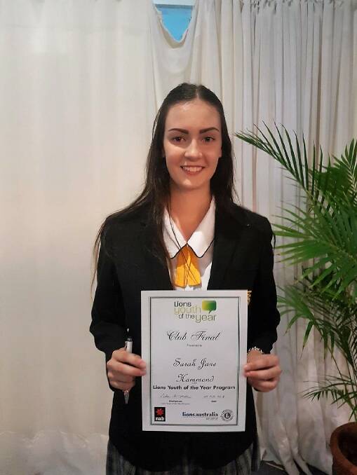 Well done: Sarah Jane Hammond was named the Lions Club of Taree Youth of the Year. Photo: Phil Grisold. 