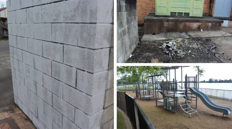 Graffiti was painted over in Butterworth car park and removed from the Queen Elizabeth Park playground. Charity bins damaged by fire were also removed behind the Lifeline Taree store.